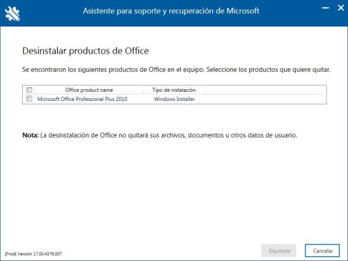 Problema al desinstalar Microsoft Office no se puede eliminar