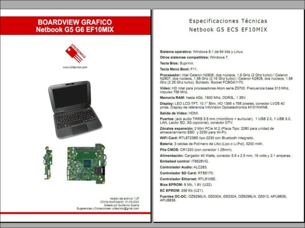 Boardview Grafico Netbook G5 G6 EF10MIX en PDF