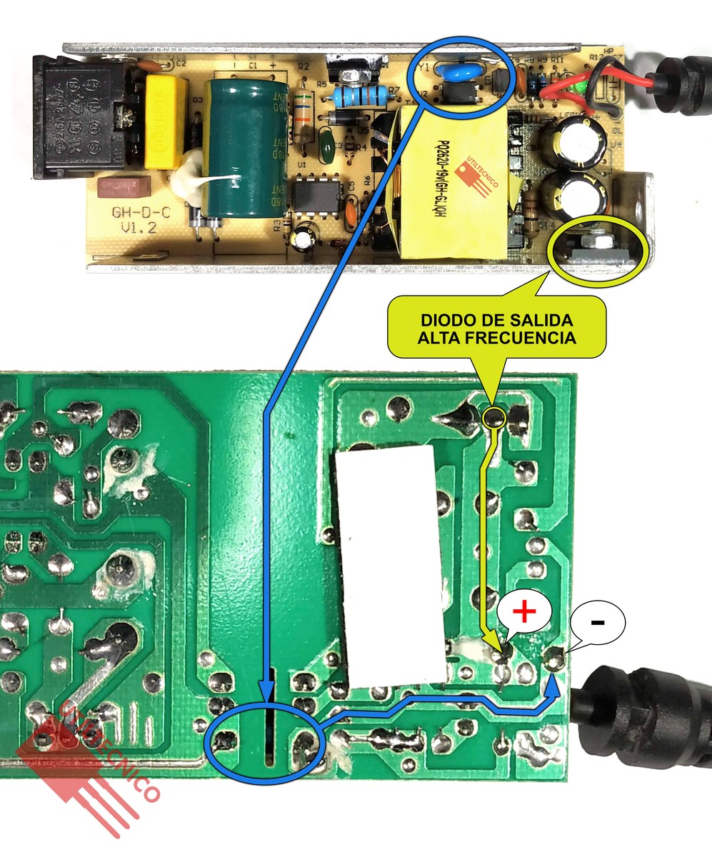 Como identificar el positivo y negativo en un circuito o cargador de notebook