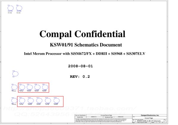 Esquematico Compal LA-4611P Rev 0.2 KSWXX (Intel i400)