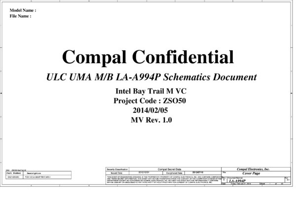 Esquematico Compal LA-A994P Rev 1.0