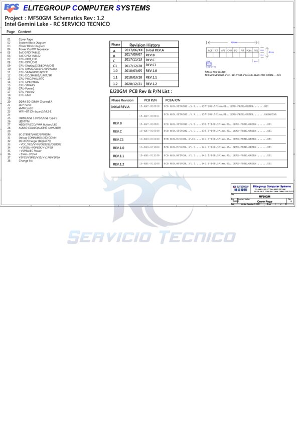 Esquematico ECS MF50GM V1.2 Rev 1.2 Netbook G12