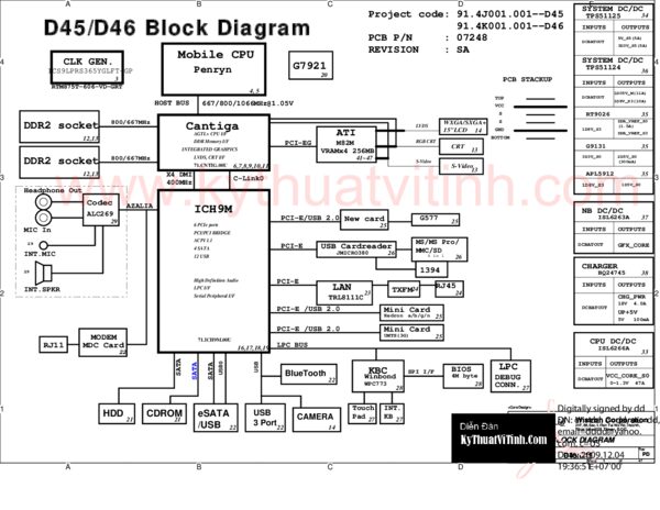 Esquematico Fujitsu D45 D46 PCB PN 07248 Rev PD ESPRIMO Mobile V6535