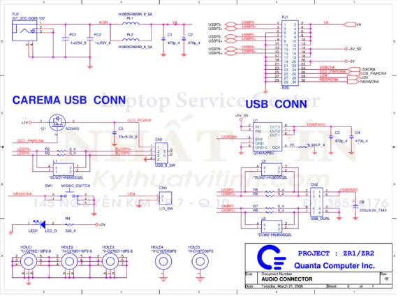 Esquematico Quanta ZR1 ZR2 AUDIO CONECTOR