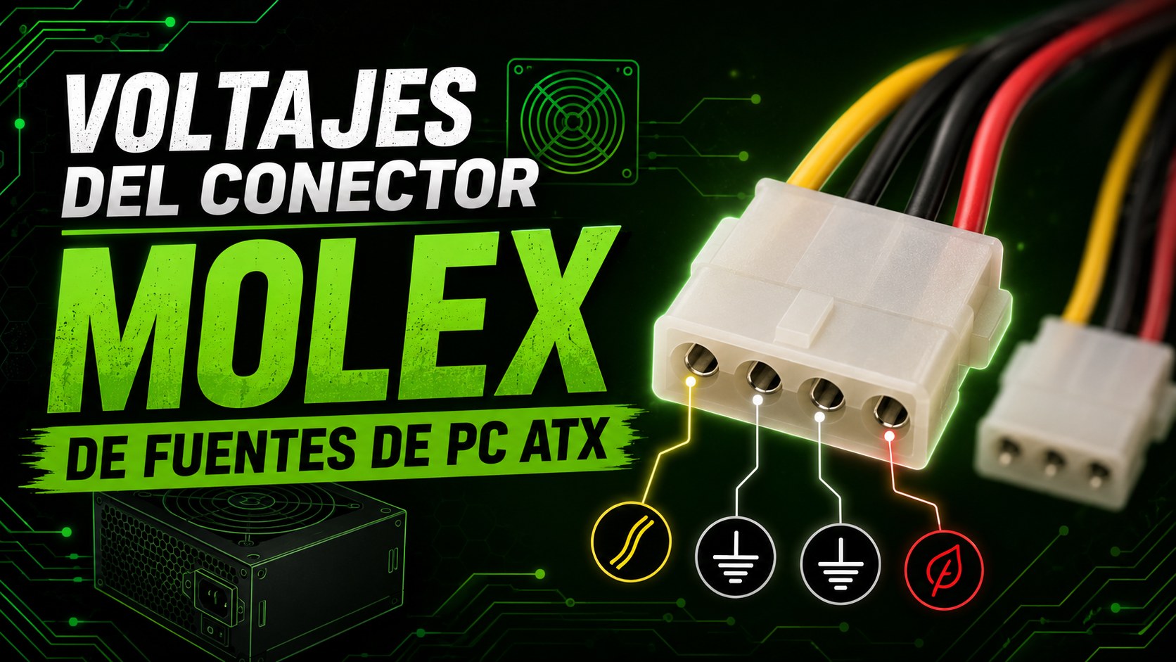 Voltajes del conector Molex de fuentes de PC ATX
