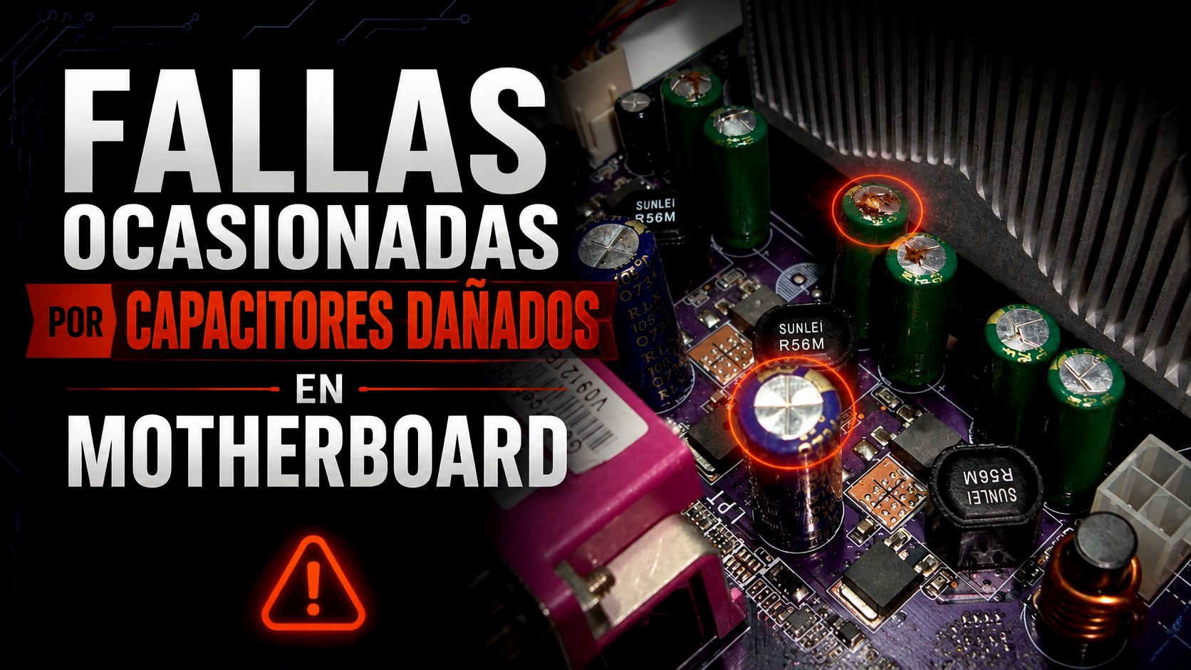 Fallas ocasionadas por capacitores dañados en motherboard