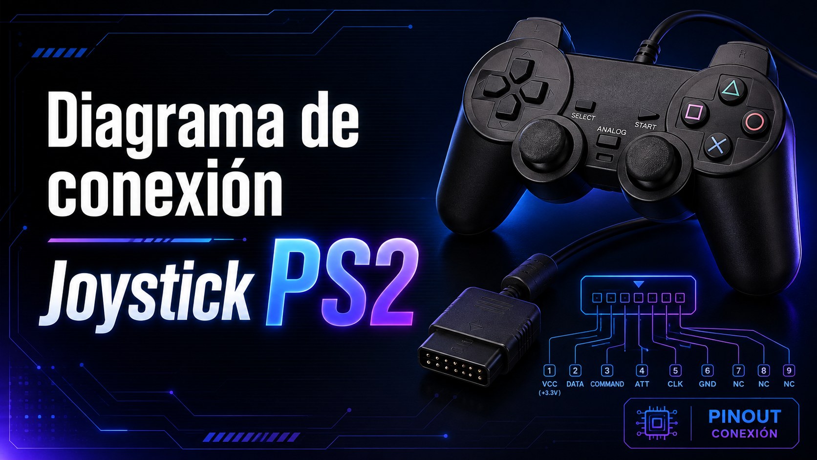 Diagrama de conexión gamepad PS2