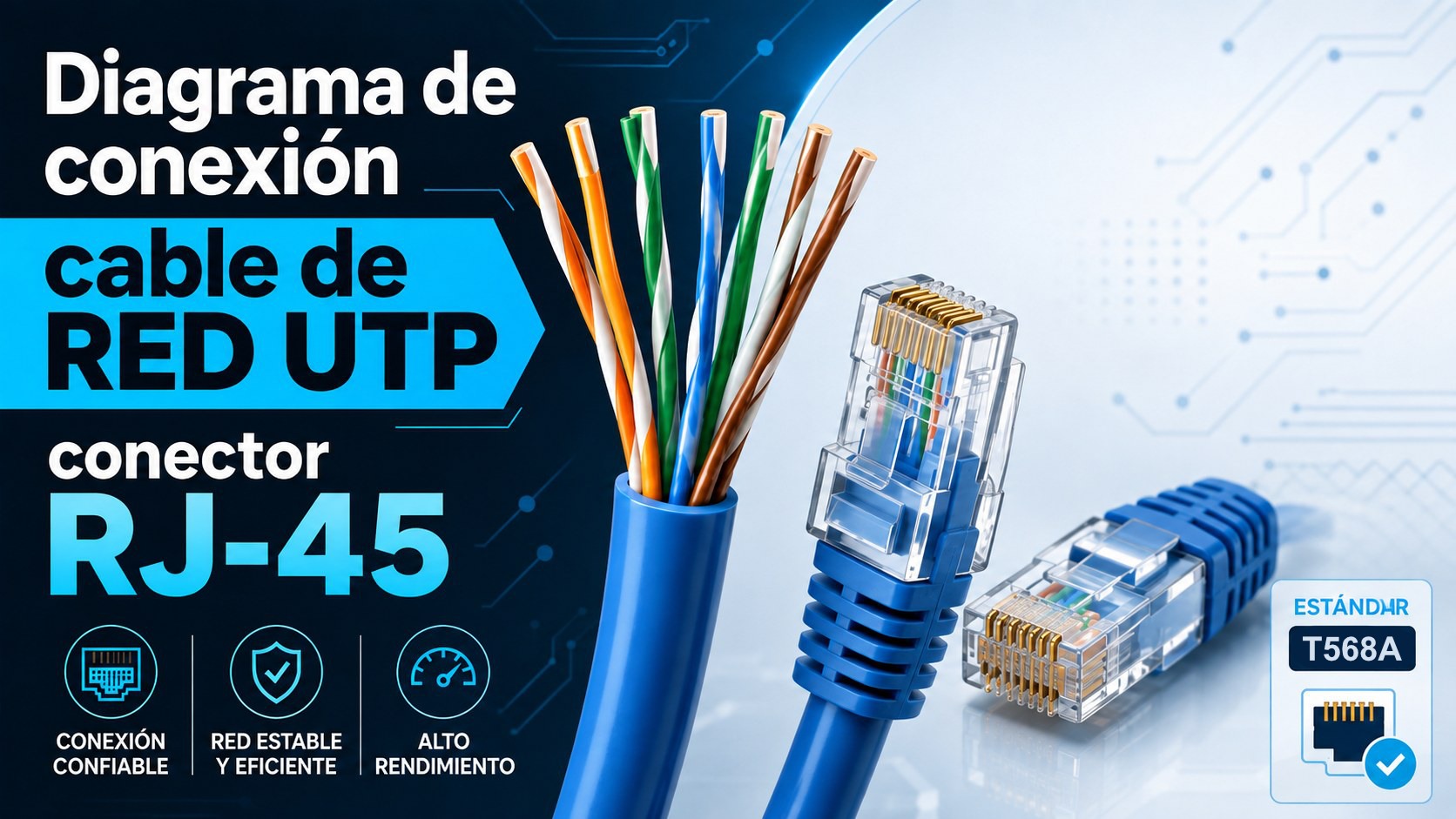 Diagrama de conexión cable de RED UTP conector RJ45