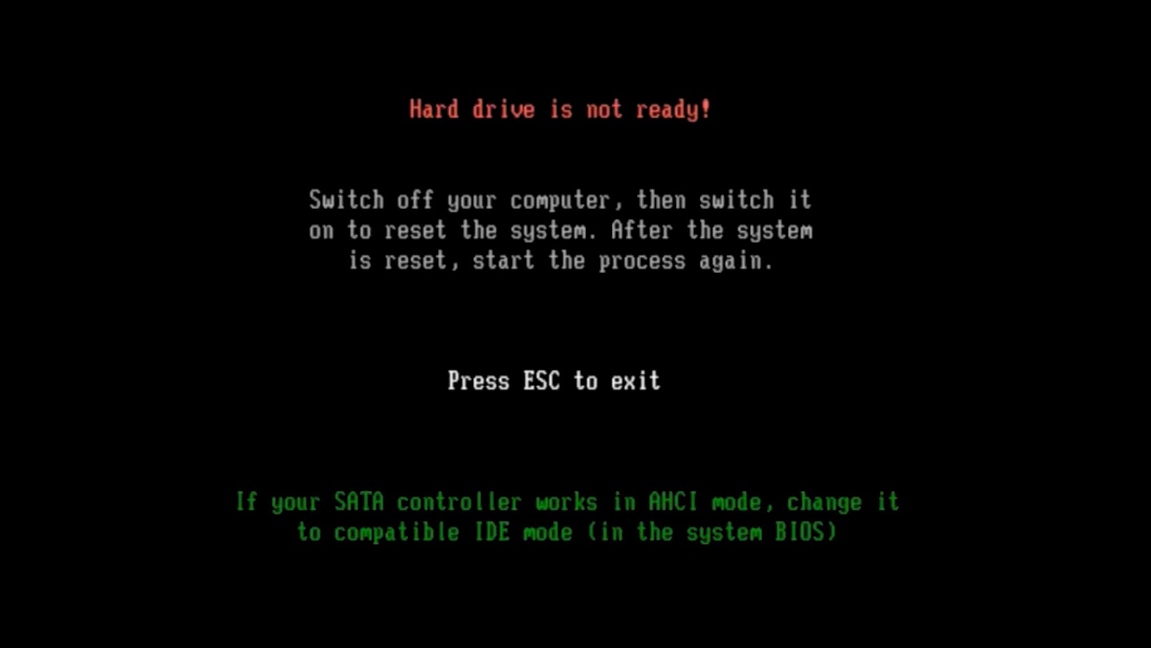 Hard drive is not ready