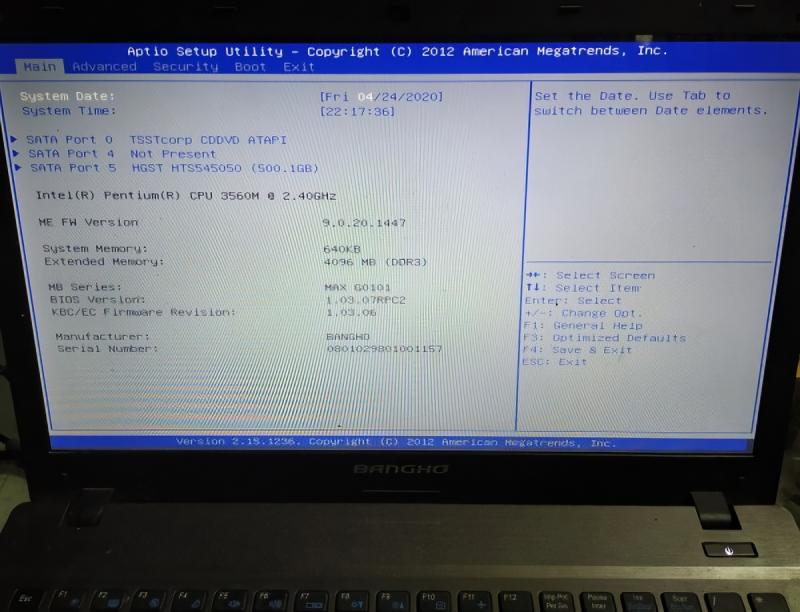 Como entrar al BIOS de notebook Bangho Max G01