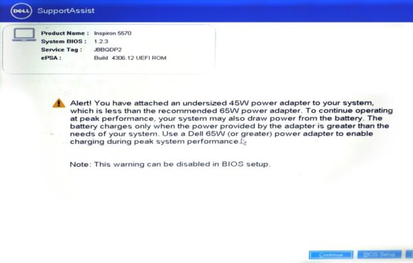 Error cargador Dell. You have attached an undersized 45w power adapter…