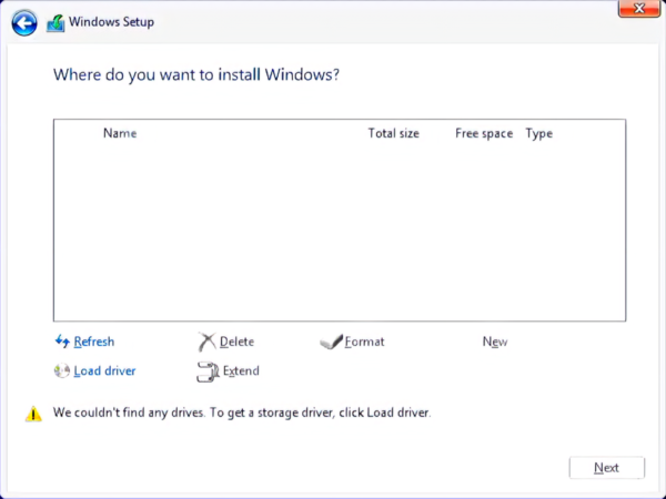 La instalacion de Windows no detecta el Disco Duro o SSD nVME eMMC