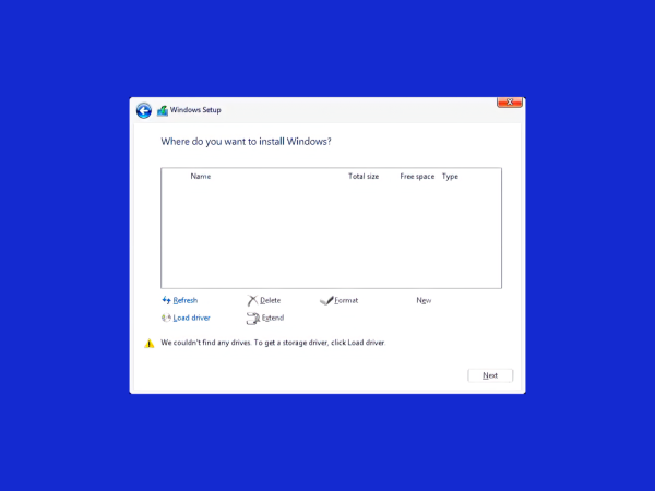 La instalación de Windows no detecta el Disco Duro o SSD nVME eMMC