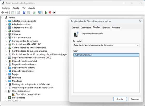 Driver Audio ACPI ESSX8336 para Windows 10 y Windows 11
