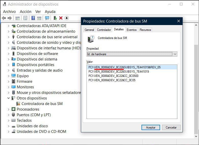Driver Windows 10 Intel SMBUS 8C22 (VEN_8086&DEV_8C22)
